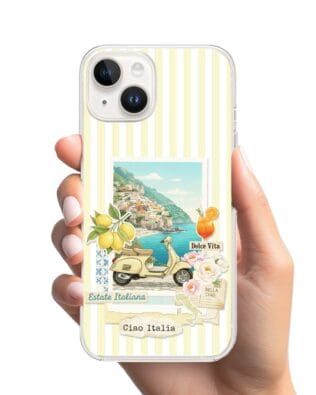 Etui do iPhone 13 Mini przeźroczyste, silikonowe Flexi, Italian Summer, Ciao Italia