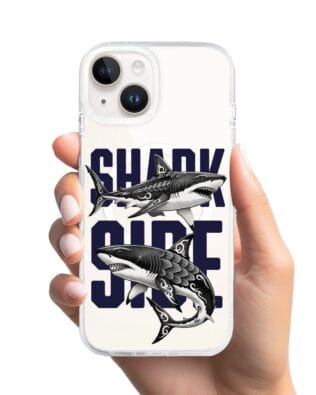 Etui do iPhone 13 z MagSafe przeźroczyste, silikonowe Flexi, Summer Patterns, Shark side