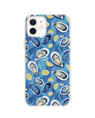 Etui do iPhone 12 przeźroczyste, silikonowe Flexi, Summer Patterns, ostrygi z cytrynką