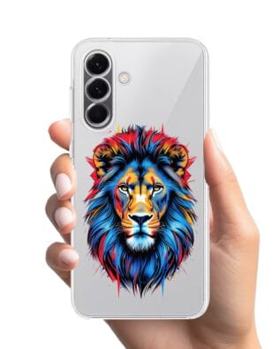Etui do Samsung Galaxy A57 przeźroczyste, silikonowe Flexi, Dzika Mandala, Lew