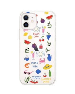 Etui do iPhone 12 Mini przeźroczyste, silikonowe Flexi, Italian Summer, kolorowe wakacje