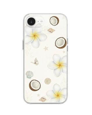 Etui do iPhone 17e przeźroczyste, silikonowe Flexi, Summer Patterns, hawajskie kokosy