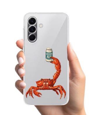 Etui do Samsung Galaxy A57 przeźroczyste, silikonowe Flexi, Paradise, krab z piwem