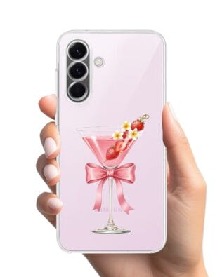 Etui do Samsung Galaxy A57 przeźroczyste, silikonowe Flexi, Paradise, Strawberry Martini