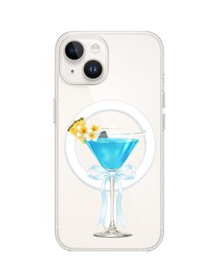 Etui do iPhone 14 Plus z MagSafe przeźroczyste, silikonowe Flexi, Paradise, Blue Hawaii