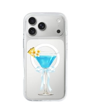 Etui do iPhone 17 Pro z MagSafe przeźroczyste, silikonowe Flexi, Paradise, Blue Hawaii