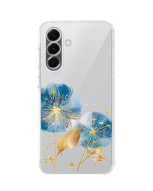 Etui do Samsung Galaxy A57 przeźroczyste, silikonowe Flexi, Kwiaty, niebieskie dmuchawce