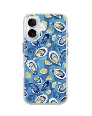 Etui do iPhone 16 Plus z MagSafe przeźroczyste, silikonowe Flexi, Summer Patterns, ostrygi z cytrynką
