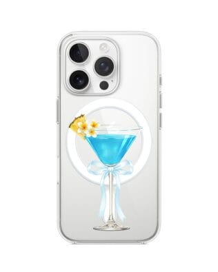Etui do iPhone 16 Pro Max z MagSafe przeźroczyste, silikonowe Flexi, Paradise, Blue Hawaii