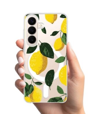 Etui do Samsung Galaxy S26 Plus z MagSafe przeźroczyste, silikonowe Flexi, Italian Summer, Cytrynowe