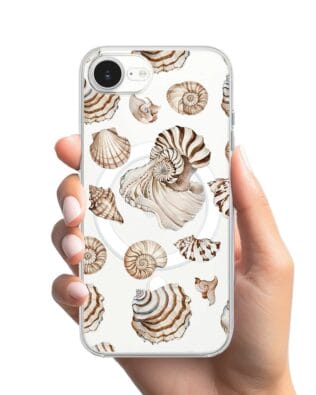 Etui do iPhone 16e z MagSafe przeźroczyste, silikonowe Flexi, Summer Patterns, ozdobne muszle