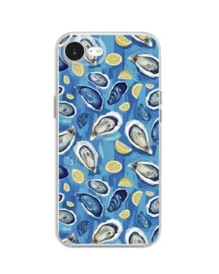 Etui do iPhone 17e przeźroczyste, silikonowe Flexi, Summer Patterns, ostrygi z cytrynką