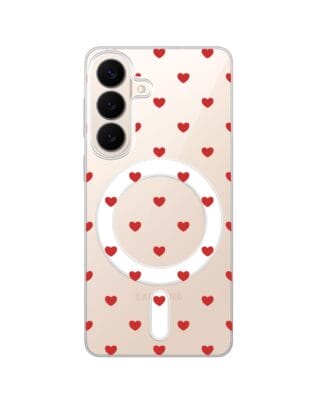 Etui do Samsung Galaxy S26 z MagSafe przeźroczyste, silikonowe Flexi, Mini Patterns, Serduszka