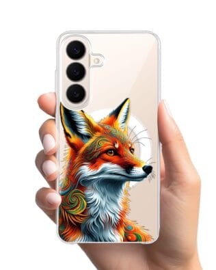 Etui do Samsung Galaxy S26 z MagSafe przeźroczyste, silikonowe Flexi, Dzika Mandala, Twarz lisa