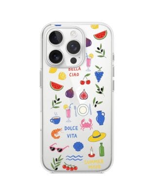 Etui do iPhone 16 Pro Max przeźroczyste, silikonowe Flexi, Italian Summer, kolorowe wakacje