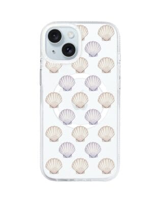 Etui do iPhone 15 z MagSafe przeźroczyste, silikonowe Flexi, Summer Patterns, pastelowe muszelki