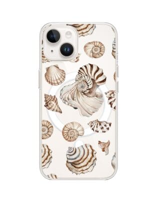 Etui do iPhone 14 Plus z MagSafe przeźroczyste, silikonowe Flexi, Summer Patterns, ozdobne muszle