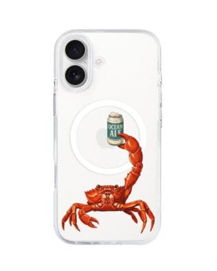 Etui do iPhone 17 z MagSafe przeźroczyste, silikonowe Flexi, Paradise, krab z piwem