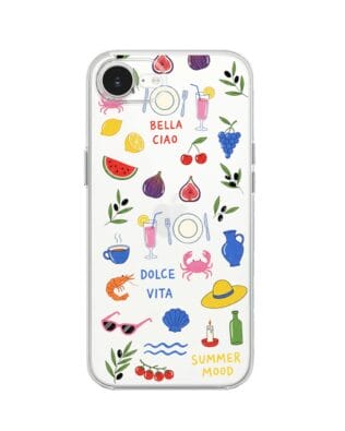 Etui do iPhone 16e przeźroczyste, silikonowe Flexi, Italian Summer, kolorowe wakacje