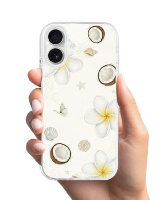 Etui do iPhone 17 z MagSafe przeźroczyste, silikonowe Flexi, Summer Patterns, hawajskie kokosy