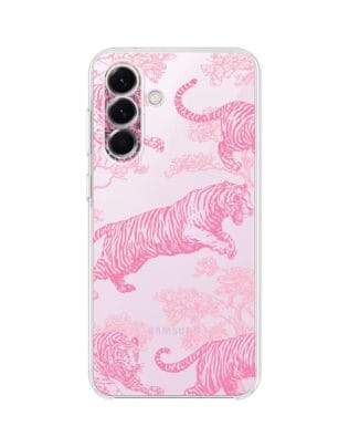 Etui do Samsung Galaxy A57 przeźroczyste, silikonowe Flexi, Mystic, Różowe tygrysy