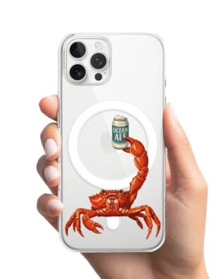 Etui do iPhone 12 Pro Max z MagSafe przeźroczyste, silikonowe Flexi, Paradise, krab z piwem