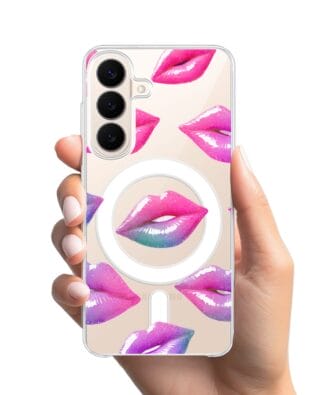 Etui do Samsung Galaxy S26 Plus z MagSafe przeźroczyste, silikonowe Flexi, hologramowe usta