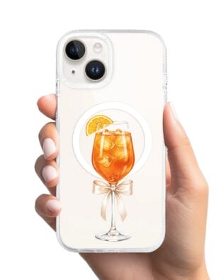 Etui do iPhone 14 z MagSafe przeźroczyste, silikonowe Flexi, Paradise, Aperol Spritz