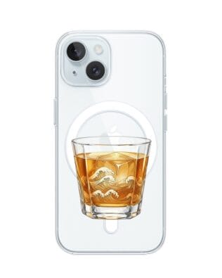 Etui do iPhone 15 Plus z MagSafe przeźroczyste, silikonowe Flexi, Paradise, Whiskey on the rocks