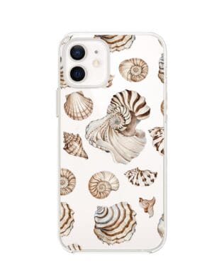 Etui do iPhone 12 Mini przeźroczyste, silikonowe Flexi, Summer Patterns, ozdobne muszle