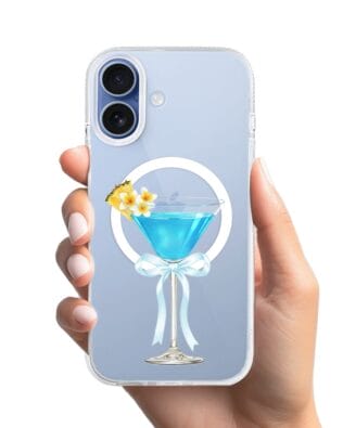 Etui do iPhone 17 z MagSafe przeźroczyste, silikonowe Flexi, Paradise, Blue Hawaii