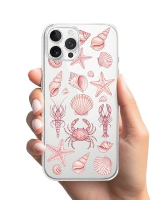 Etui do iPhone 12 Pro Max przeźroczyste, silikonowe Flexi, Summer Patterns, krewetkowy róż