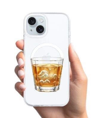 Etui do iPhone 15 z MagSafe przeźroczyste, silikonowe Flexi, Paradise, Whiskey on the rocks