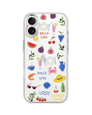 Etui do iPhone 16 przeźroczyste, silikonowe Flexi, Italian Summer, kolorowe wakacje