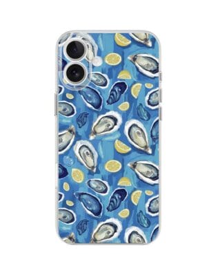 Etui do iPhone 17 przeźroczyste, silikonowe Flexi, Summer Patterns, ostrygi z cytrynką