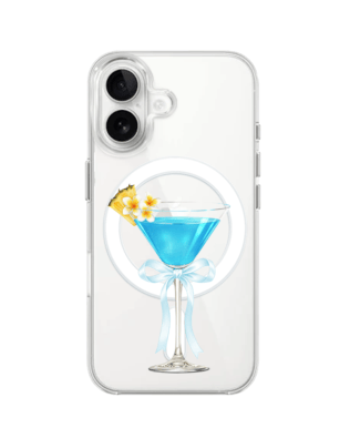 Etui do iPhone 16 Plus z MagSafe przeźroczyste, silikonowe Flexi, Paradise, Blue Hawaii