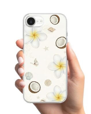 Etui do iPhone 16e z MagSafe przeźroczyste, silikonowe Flexi, Summer Patterns, hawajskie kokosy