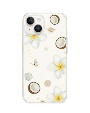 Etui do iPhone 14 Plus z MagSafe przeźroczyste, silikonowe Flexi, Summer Patterns, hawajskie kokosy