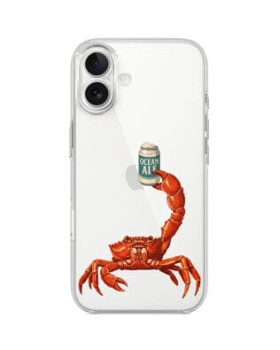 Etui do iPhone 17 przeźroczyste, silikonowe Flexi, Paradise, krab z piwem