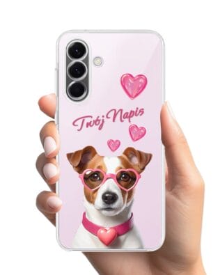 Etui do Samsung Galaxy A57 przeźroczyste, silikonowe Flexi, Puppy Love, pies rasy Jack Russell Terrier