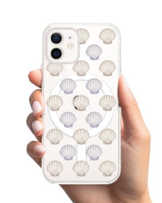Etui do iPhone 12 Mini z MagSafe przeźroczyste, silikonowe Flexi, Summer Patterns, pastelowe muszelki