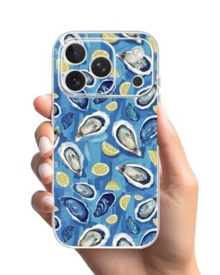 Etui do iPhone 17 Pro Max przeźroczyste, silikonowe Flexi, Summer Patterns, ostrygi z cytrynką