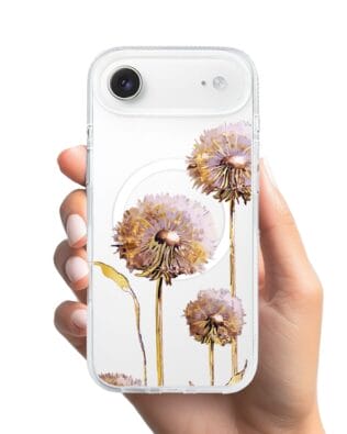 Etui do iPhone Air z MagSafe przeźroczyste, silikonowe Flexi, Kwiaty, fioletowe dmuchawce