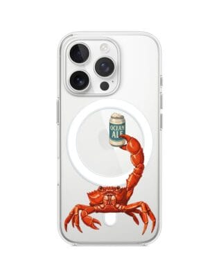 Etui do iPhone 13 Pro Max z MagSafe przeźroczyste, silikonowe Flexi, Paradise, krab z piwem