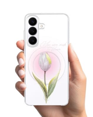 Etui do Samsung Galaxy S26 z MagSafe przeźroczyste, silikonowe Flexi, kwiaty, tulipan