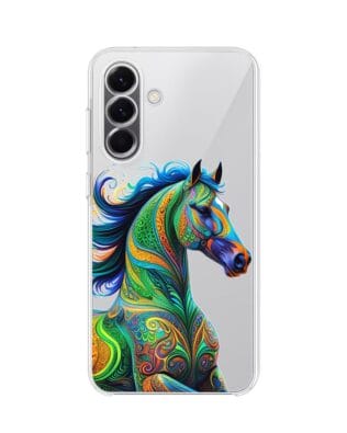 Etui do Samsung Galaxy A57 przeźroczyste, silikonowe Flexi, Dzika Mandala, Koń