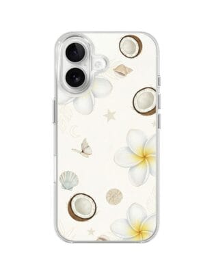 Etui do iPhone 16 Plus z MagSafe przeźroczyste, silikonowe Flexi, Summer Patterns, hawajskie kokosy