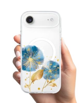 Etui do iPhone Air z MagSafe przeźroczyste, silikonowe Flexi, Kwiaty, niebieskie dmuchawce