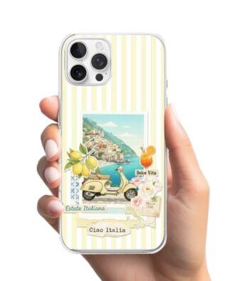 Etui do iPhone 12 Pro Max przeźroczyste, silikonowe Flexi, Italian Summer, Ciao Italia