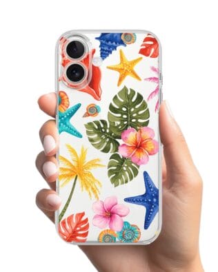 Etui do iPhone 17 przeźroczyste, silikonowe Flexi, Summer Patterns, tropikalny wzór